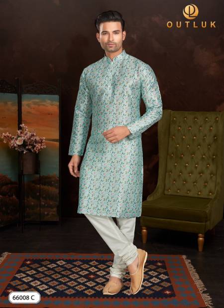 Sea Green Colour Outluk 66 C New Exclusive Wear Kurta Pajama Collection 66008-C